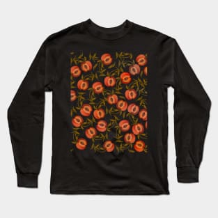 Watercolor seamless pattern with peaches Long Sleeve T-Shirt